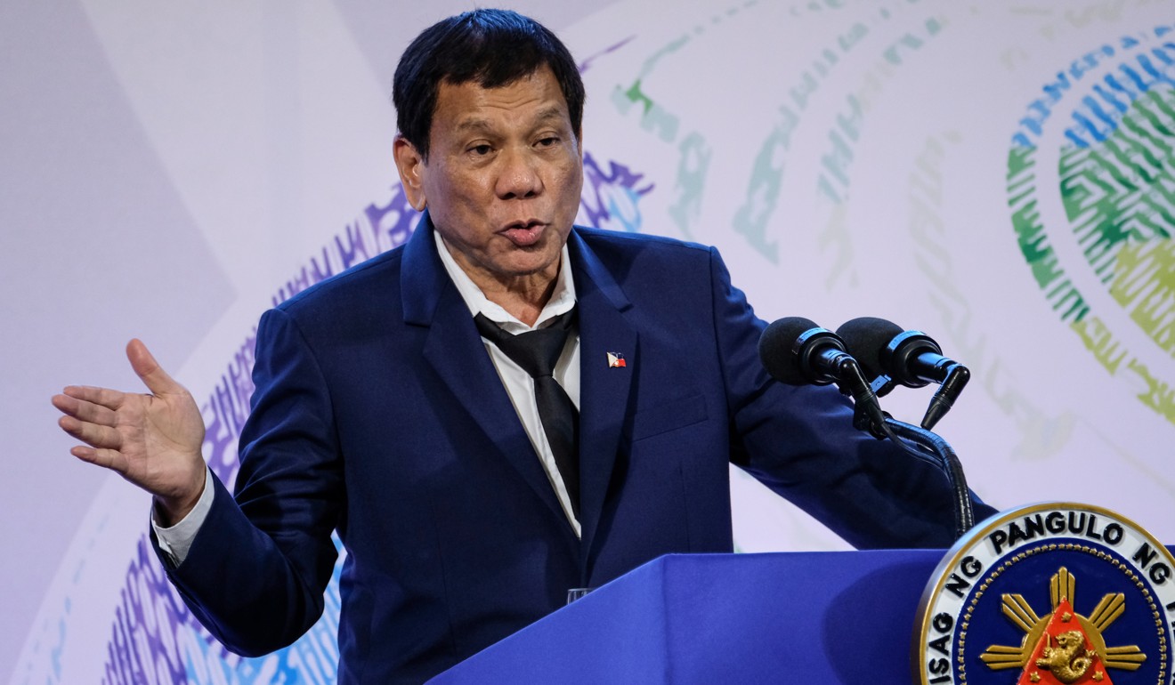 Philippine President Rodrigo Duterte has vowed to stand behind the people he tasked with carrying out his controversial war on drugs. Photo: Bloomberg