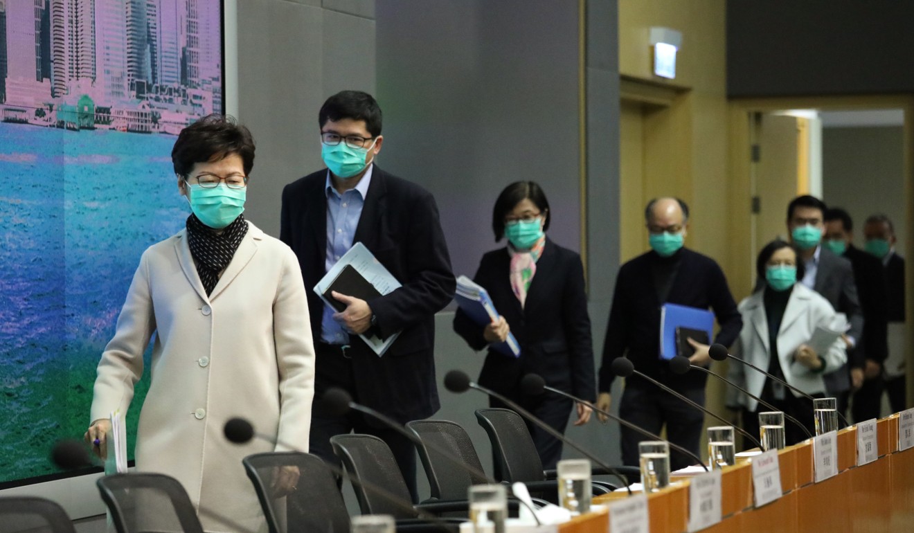Carrie Lam listed the containment measures. Photo: Nora Tam