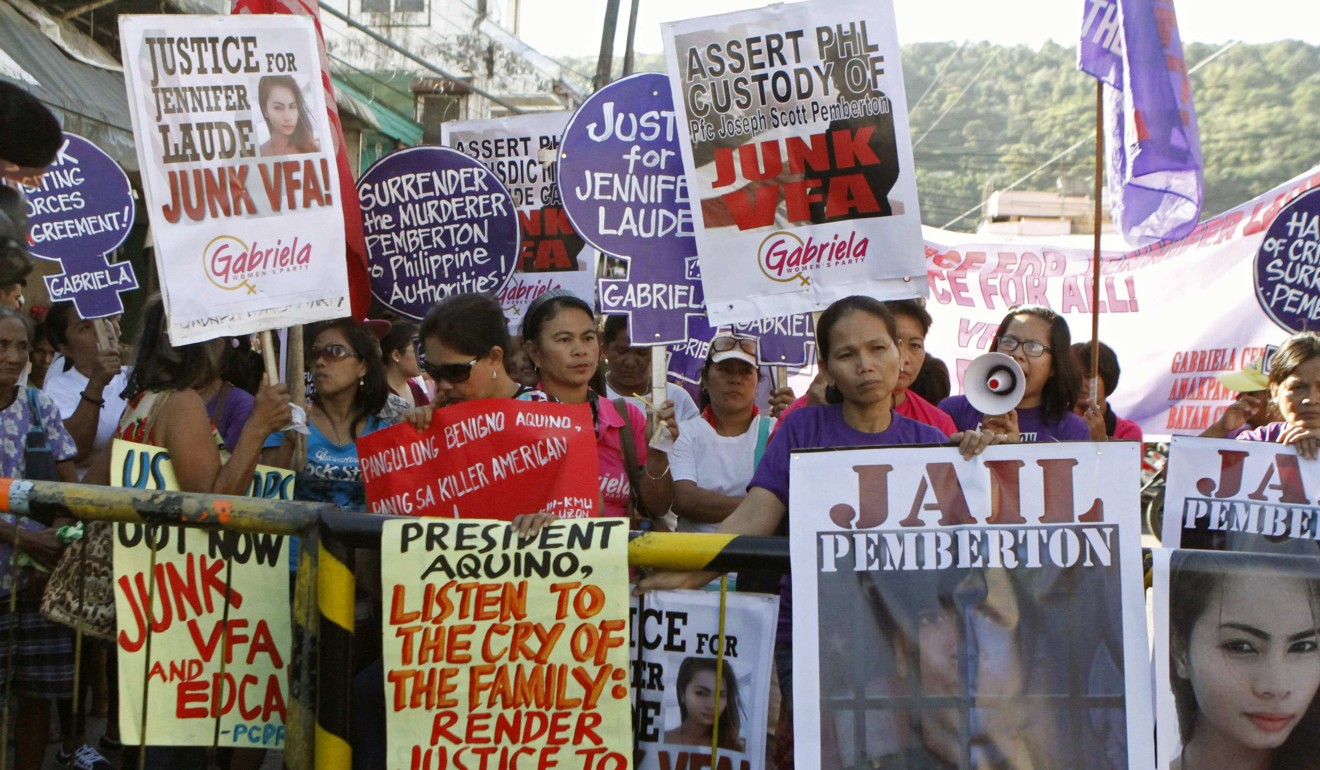 A protest following the killing of Filipino transgender woman Jennifer Laude at the hands of a US marine. Photo: Reuters