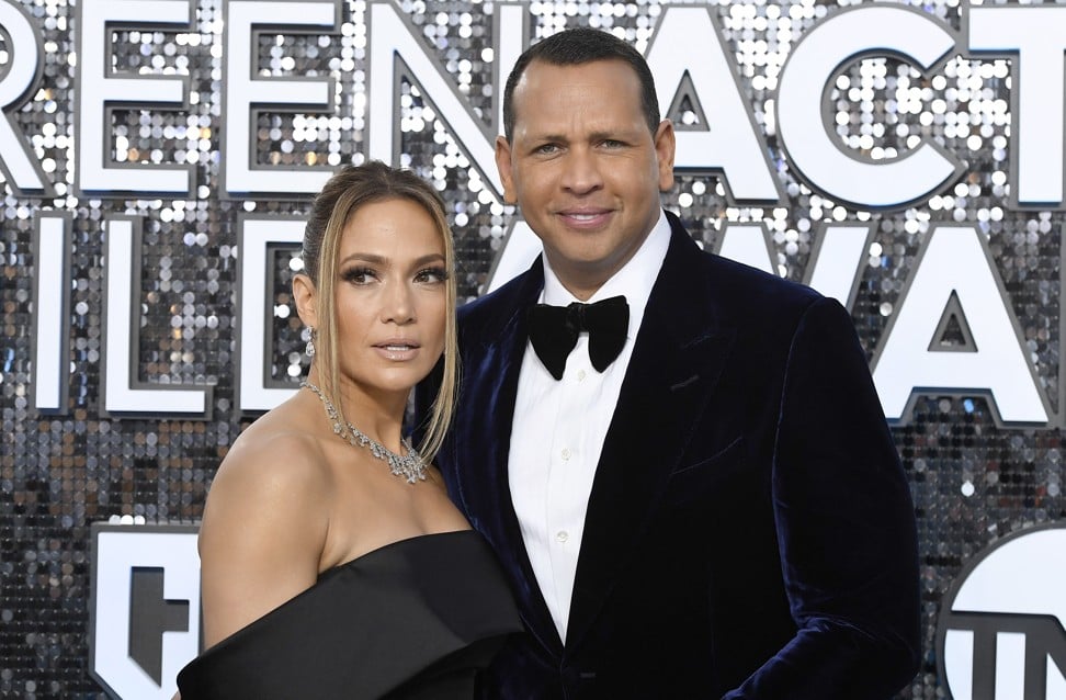 Lopez (left) with her fiance, retired baseball star Alex Rodriguez. Photo: AFP