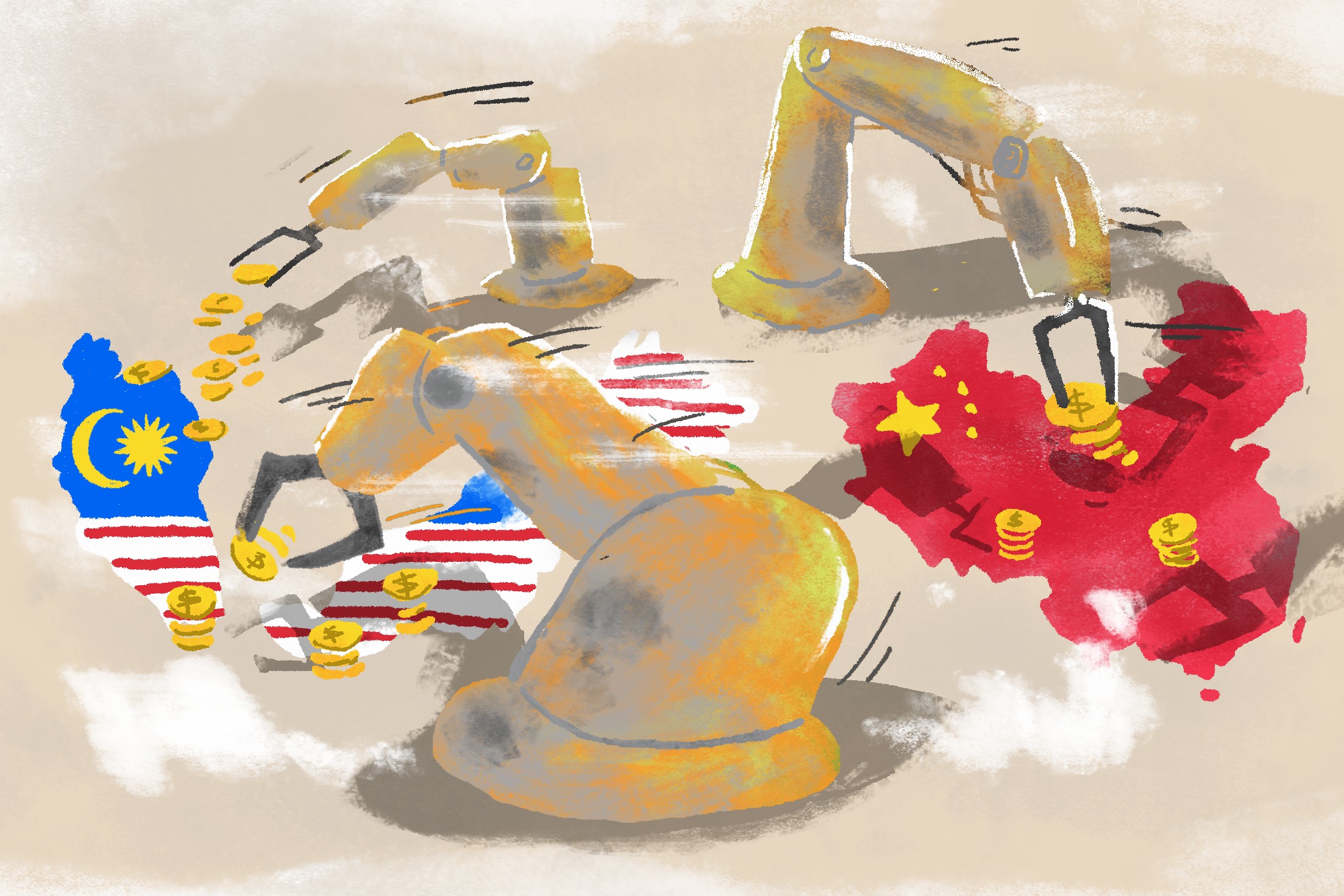 The Malaysian island of Penang has seen a surge of foreign investment over the past 18 months, with companies operating in China scrambling to take advantage of its long-established electronics sector and evade US tariffs that have been slapped on hundreds of millions of dollars of Chinese exports. Illustration: Brian Wang