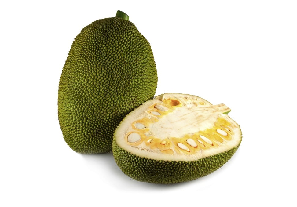 Jackfruit is available as a whole fruit or sliced into more manageable, usable pieces. Photo: Melissa's Produce via AP