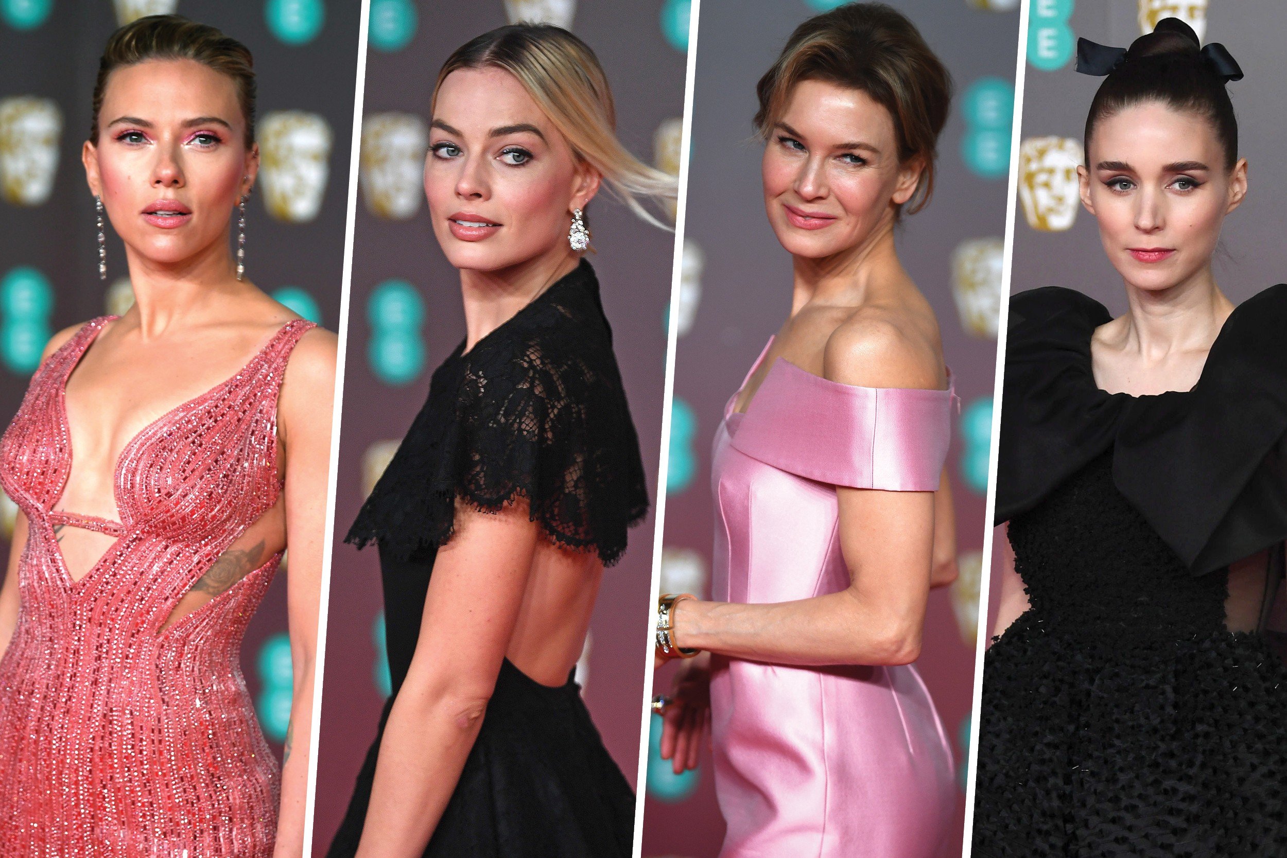 Scarlett Johansson, Margot Robbie, Renée Zellweger and Rooney Mara at the 73rd British Academy Film Awards in London. Photos: EPA