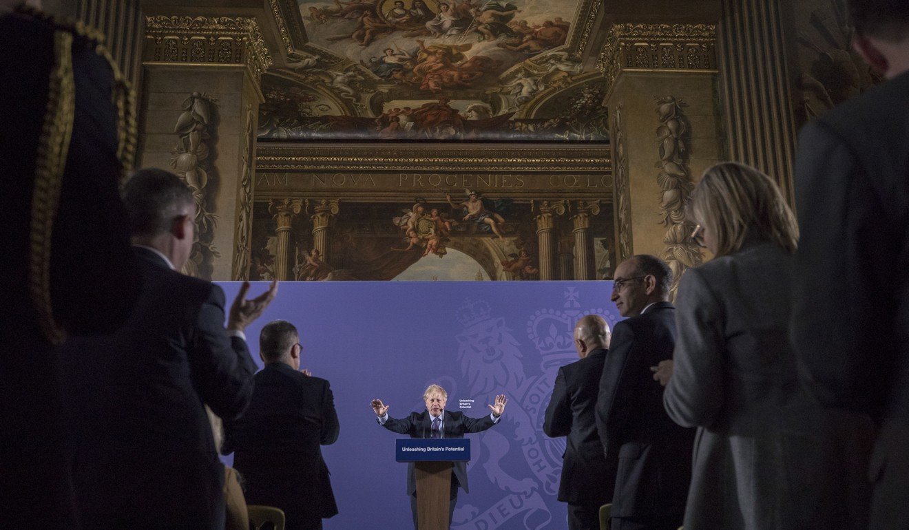 Prime Minister Boris Johnson delivers a speech on 'unleashing Britain's potential'. Photo: EPA