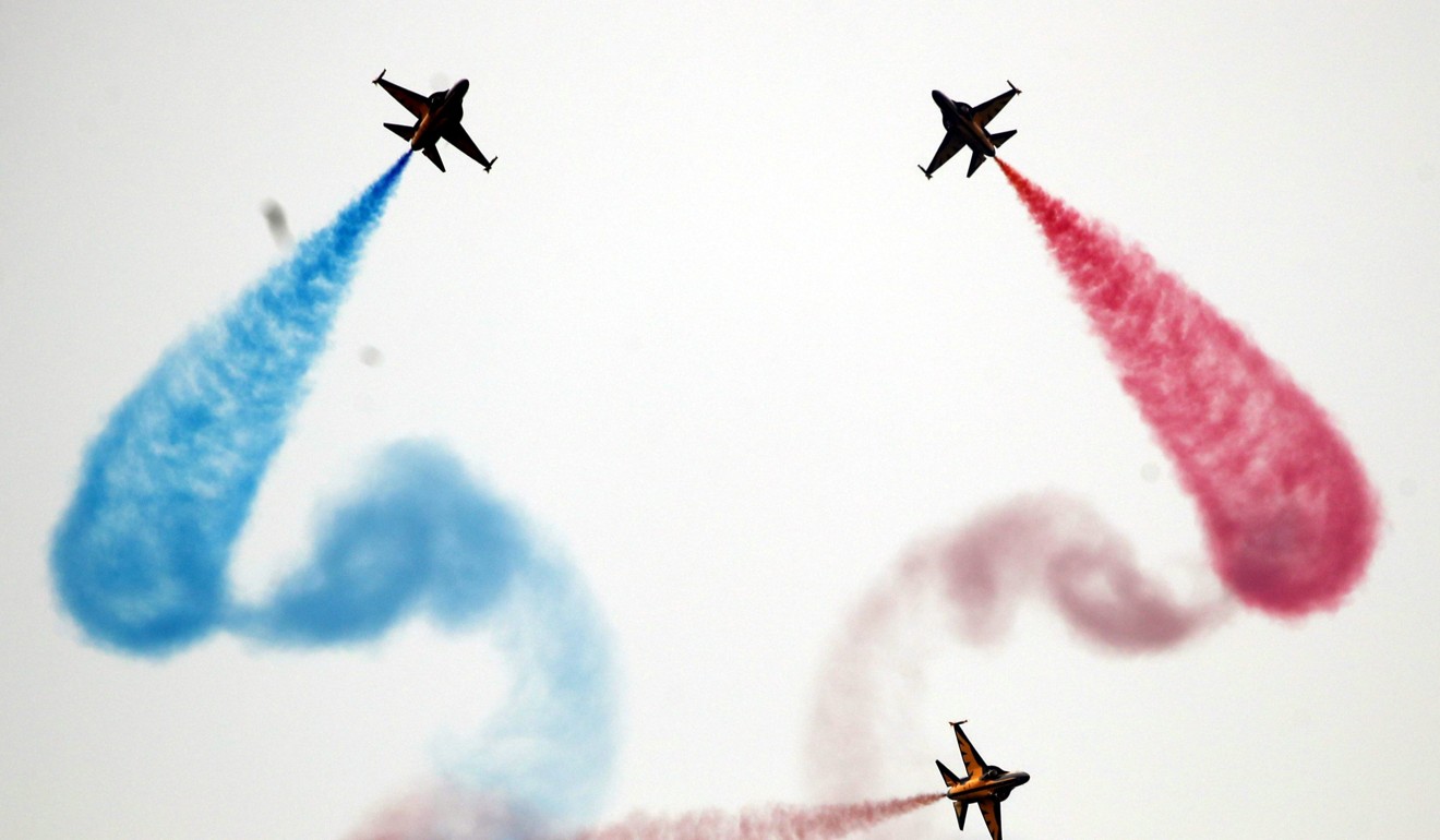 South Korea’s Black Eagles aerobatic team won’t be returning to the Singapore Airshow this year. Photo: EPA
