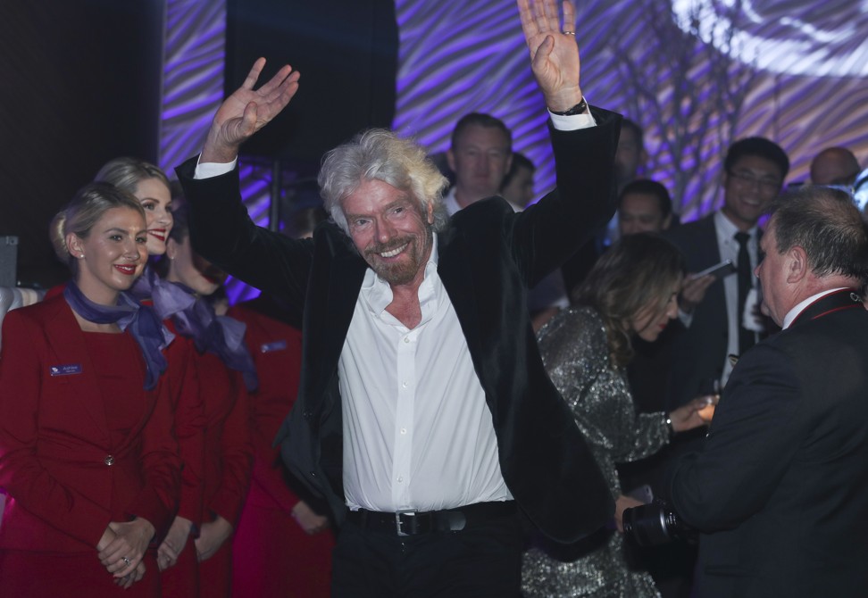 Richard Branson helped launch the Hong Kong routes at the Peninsula hotel in Tsim Sha Tsui in July 2017. Photo: Nora Tam