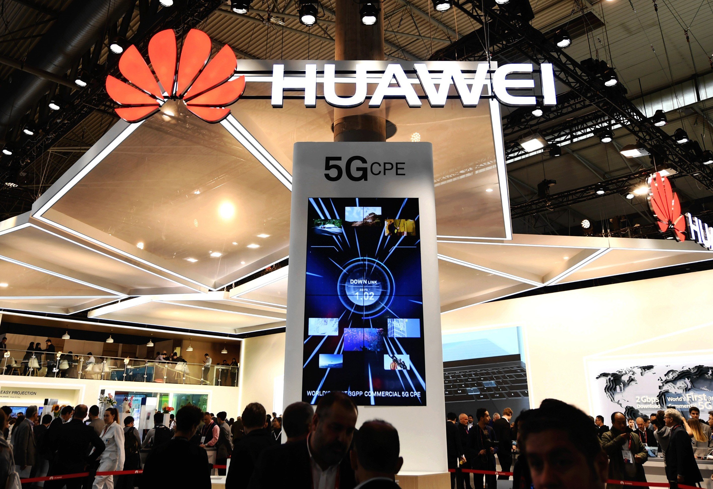 Huawei’s stand at the 2018 Mobile World Congress. Photo: Xinhua