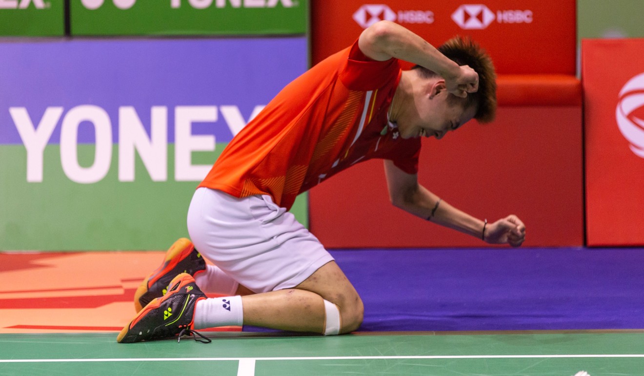 Lee Cheuk-yiu celebrates winning the men’s singles title at last year’s Hong Kong Open. Photo: Kelly Ko