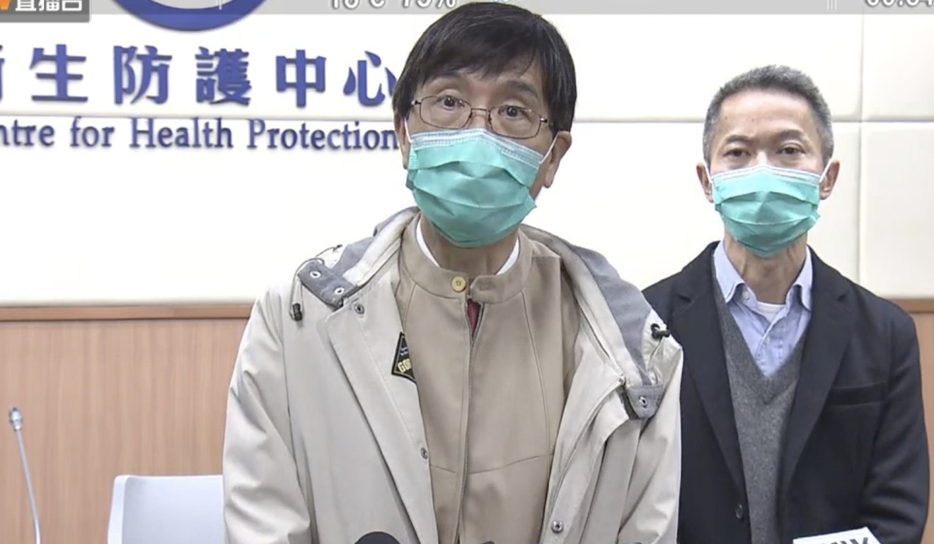 HKU’s Professor Yuen Kwok-yung and Centre for Health Protection head Dr Wong Ka-hing address the press Photo: NowTV