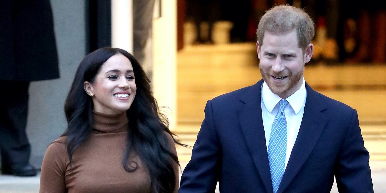 Meghan Markle and Prince Harry leave an event at London’s Canada House in January 2020, soon before announcing their intention to step down as senior royals. Photo: Getty Images