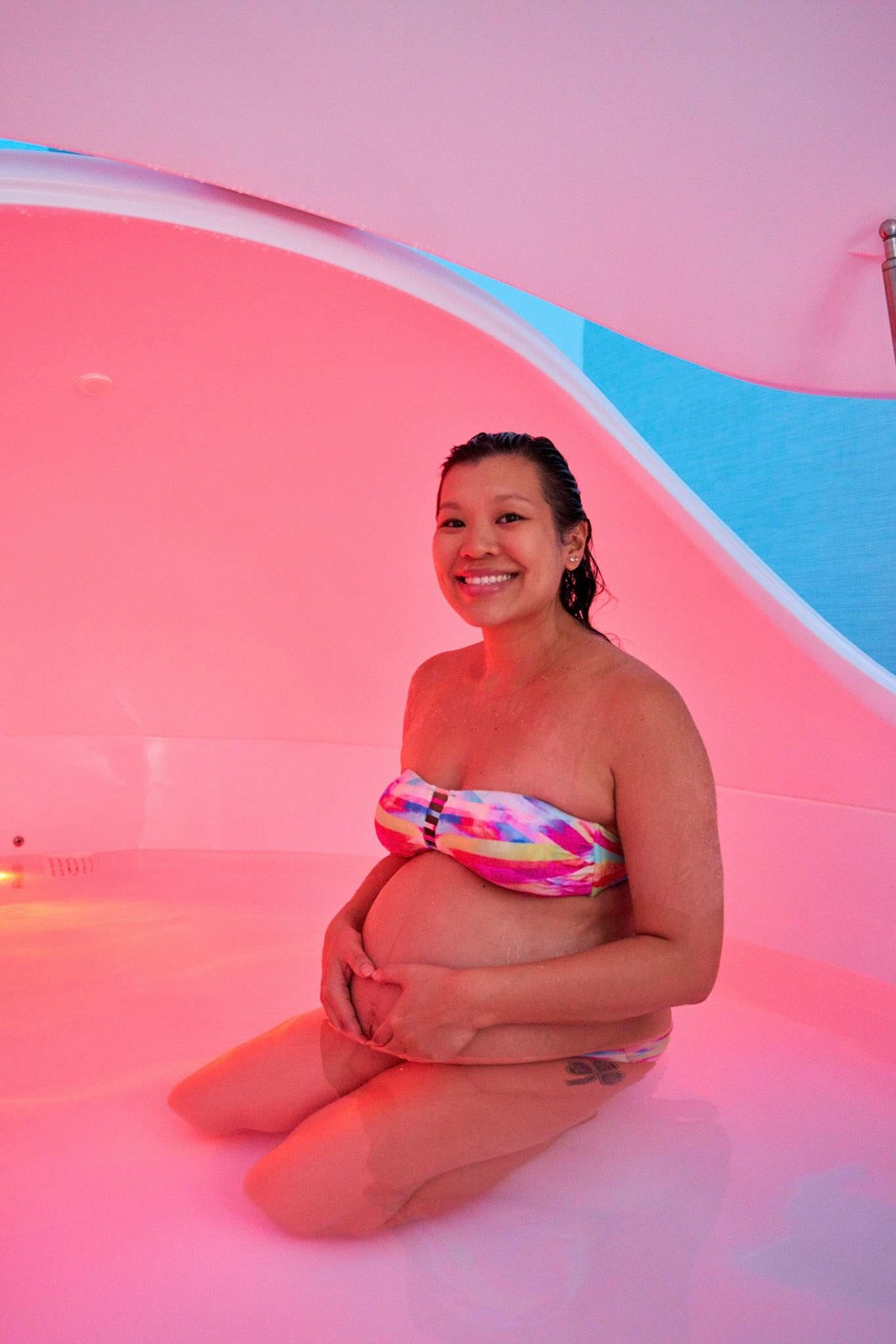 Cheung says yoga and time in a flotation tank helped her to stay calm while giving birth during a health crisis. Photo: Berton Chang Photography