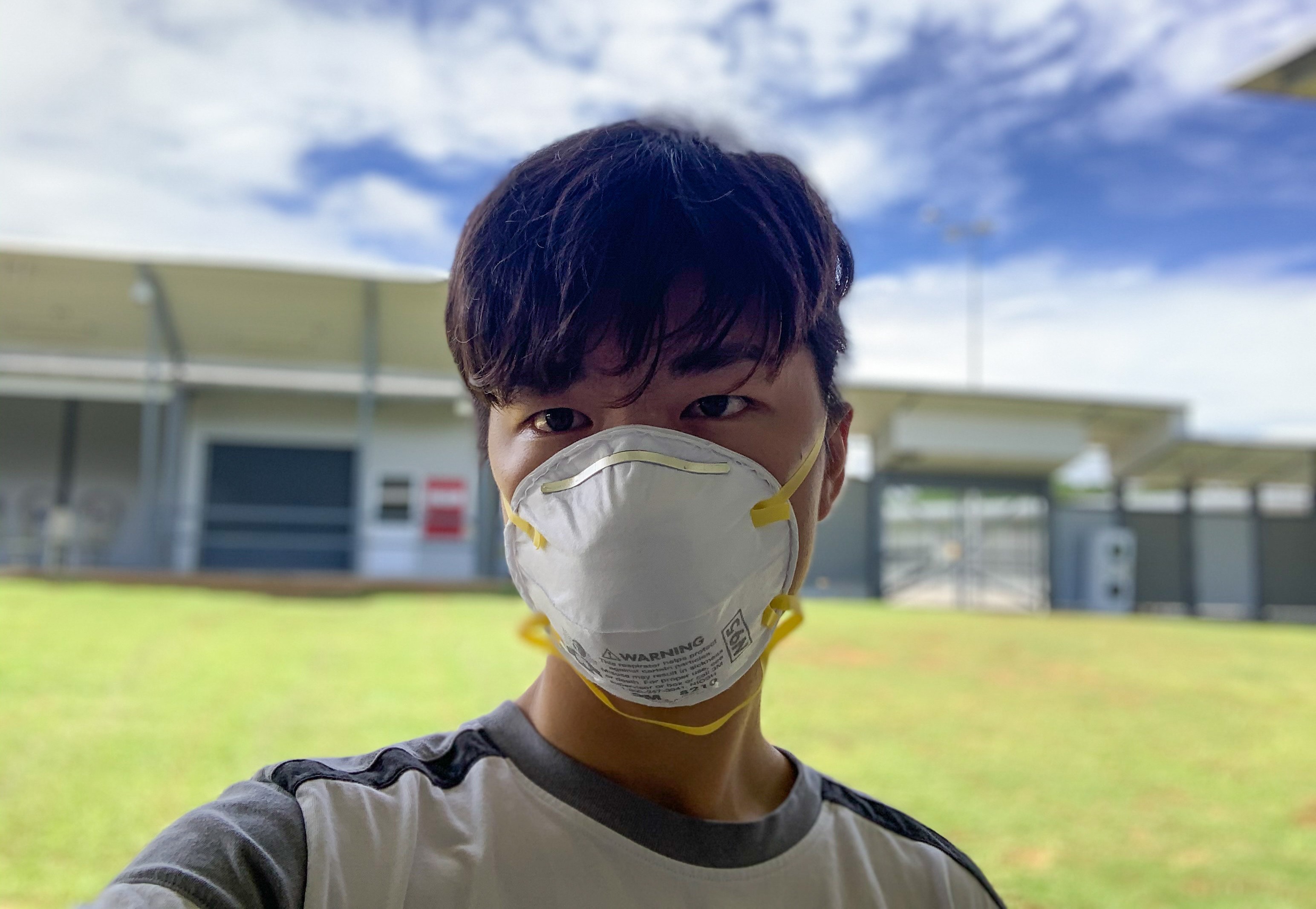 TikTok user Daniel Ou Yang at the quarantine facility on Christmas Island, Australia, on Monday. He will remain there for 14 days. Photo: Daniel Ou Yang