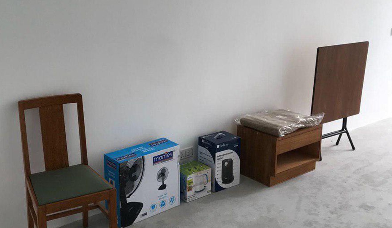 A photo of appliances and furniture along a corridor, given out by district councillor Mak Tsz-kin who says this was taken at the estate in question.