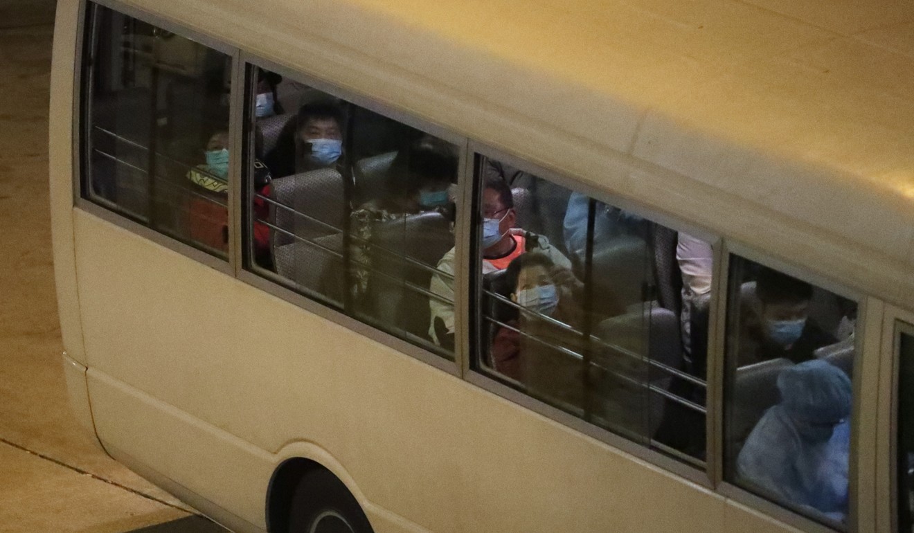 Residents are evacuated from Hong Mei House in Tsing Yi. Photo: Edmond So