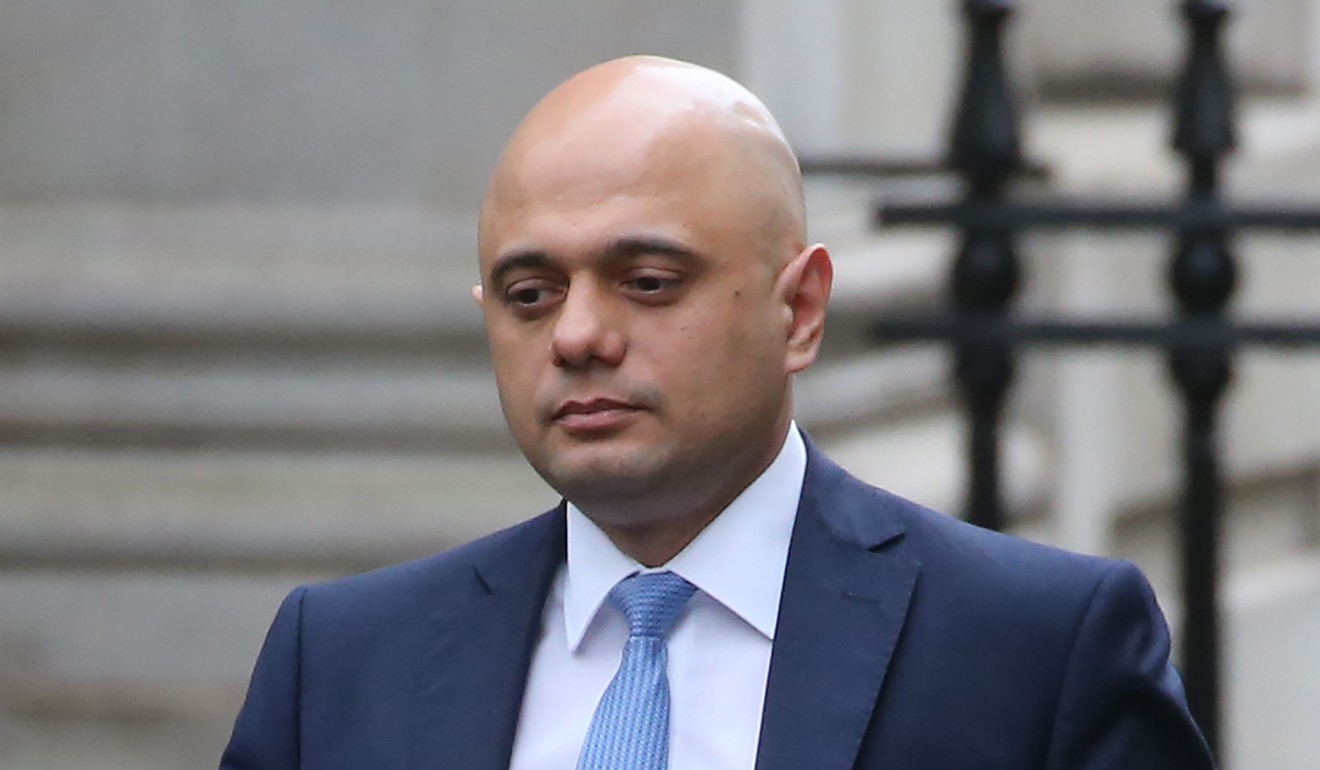 Britain’s Chancellor of the Exchequer Sajid Javid arrives at 10 Downing Street soon before the announcement of his resignation. Photo: AFP