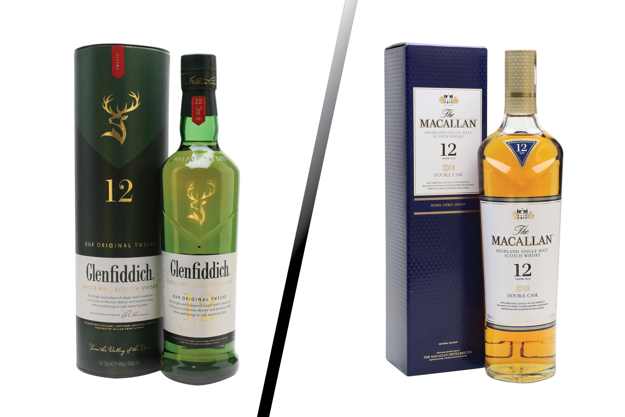 Which is the better entry-level whisky? Photo: Macallan and Glenfiddich