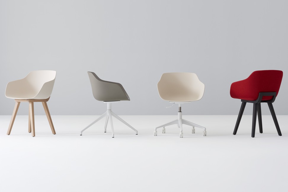 French brand Alki’s Kuskoa Bi, a shell-shaped chair whose shell is made from bioplastic.