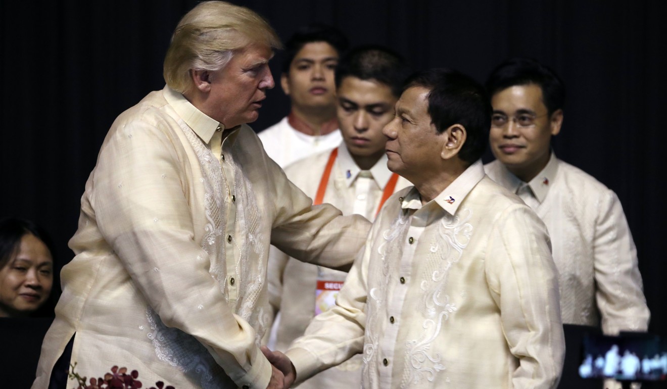 US President Donald Trump with Philippines President Rodrigo Duterte at an Asean Summit in 2017. Photo: AP