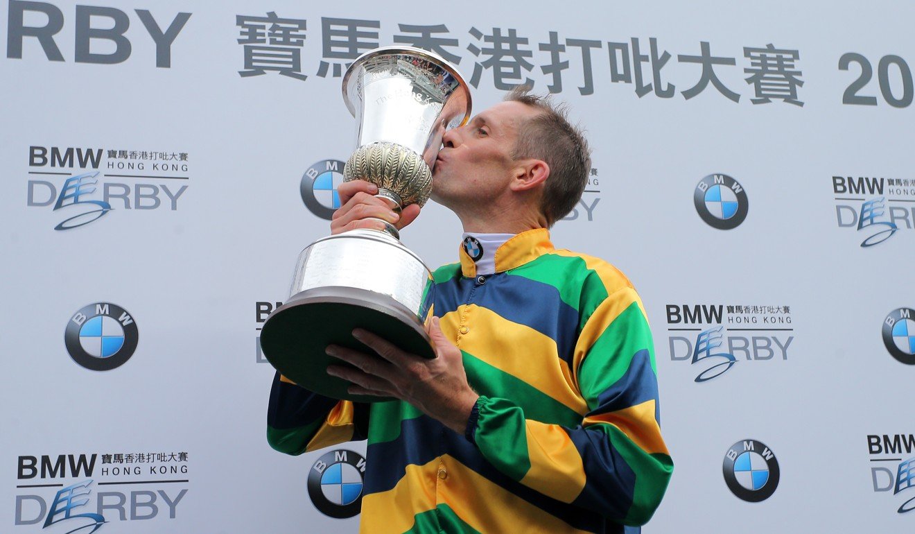 Hugh Bowman wins the 2019 Hong Kong Derby on Furore.