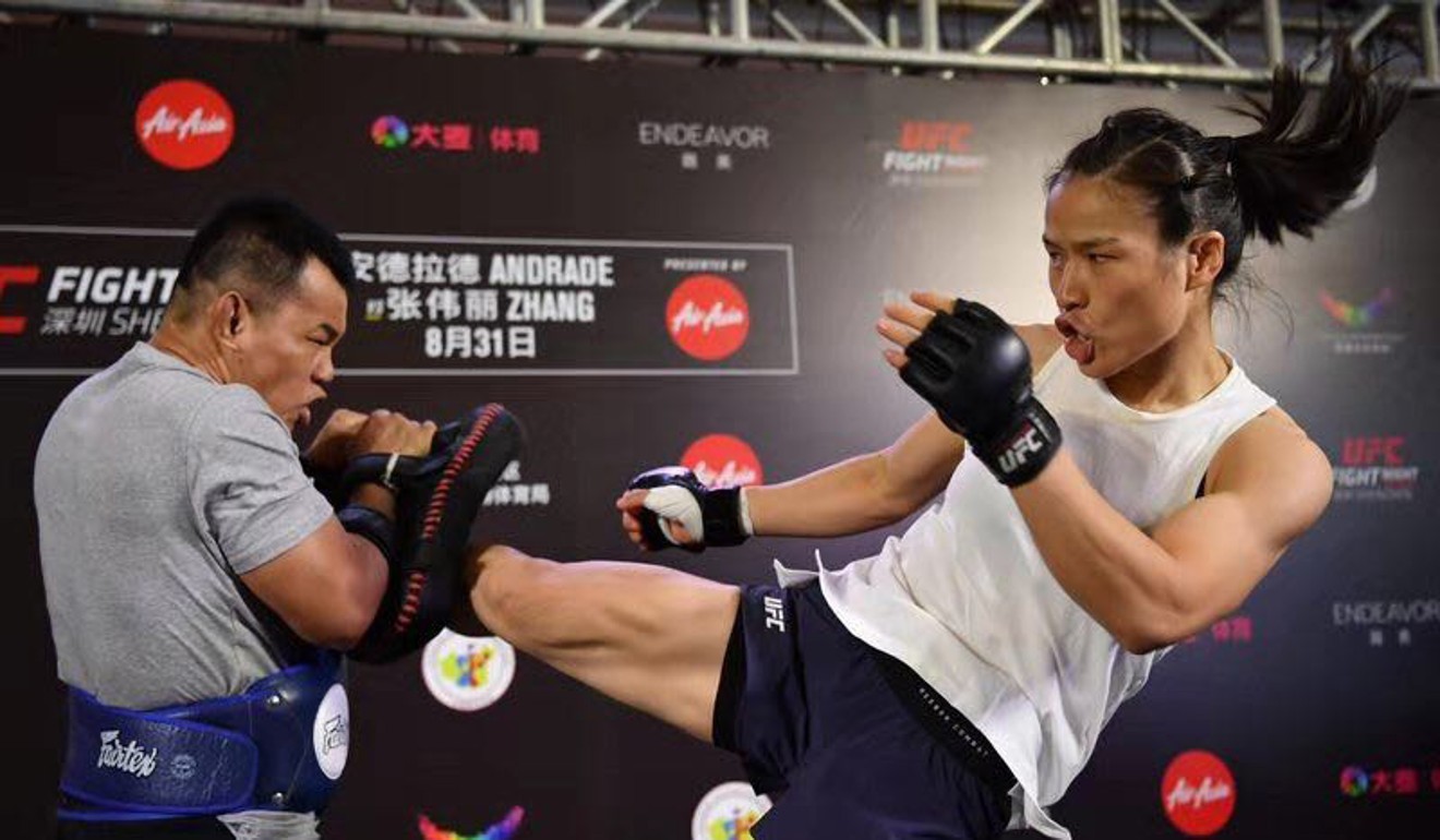 Zhang Weili at the UFC Shenzhen open workouts. Photo: UFC