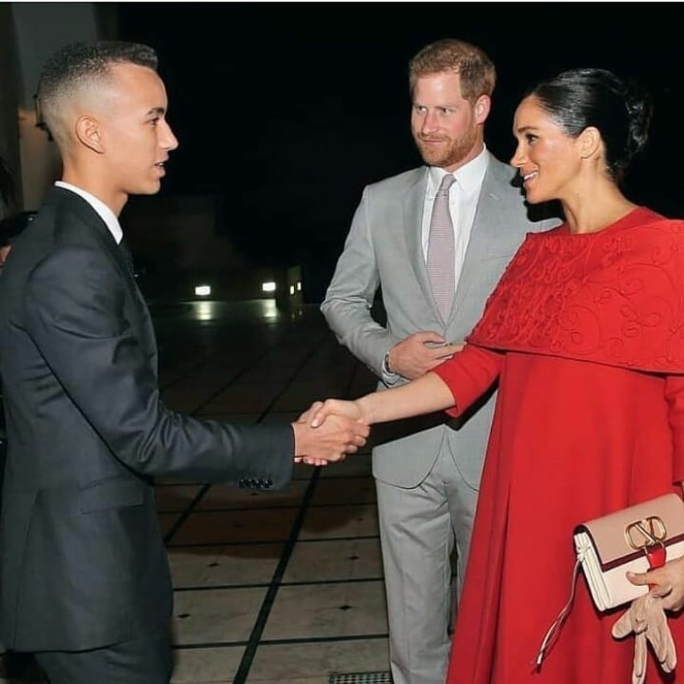 Prince Moulay greets Prince Harry and Megan Markle. Photo: Instagram