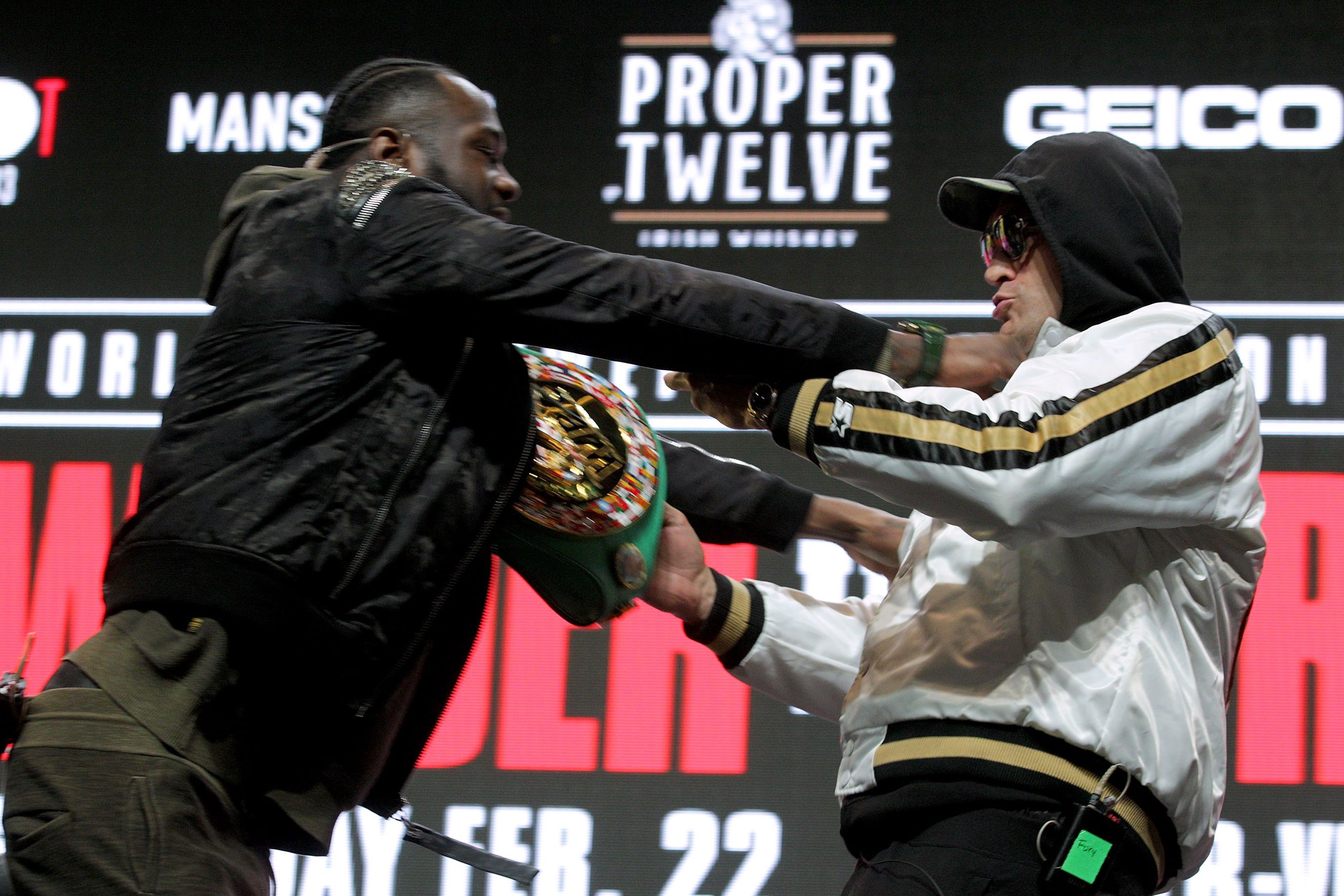 Deontay Wilder and Tyson Fury face off head of their title fight on Saturday. Photo: AFP