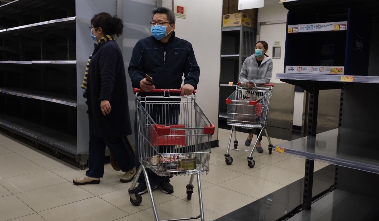 People have resorted to panic buying amid the coronavirus outbreak and a partial closure of Hong Kong’s borders with mainland China. Photo: Sun Yeung