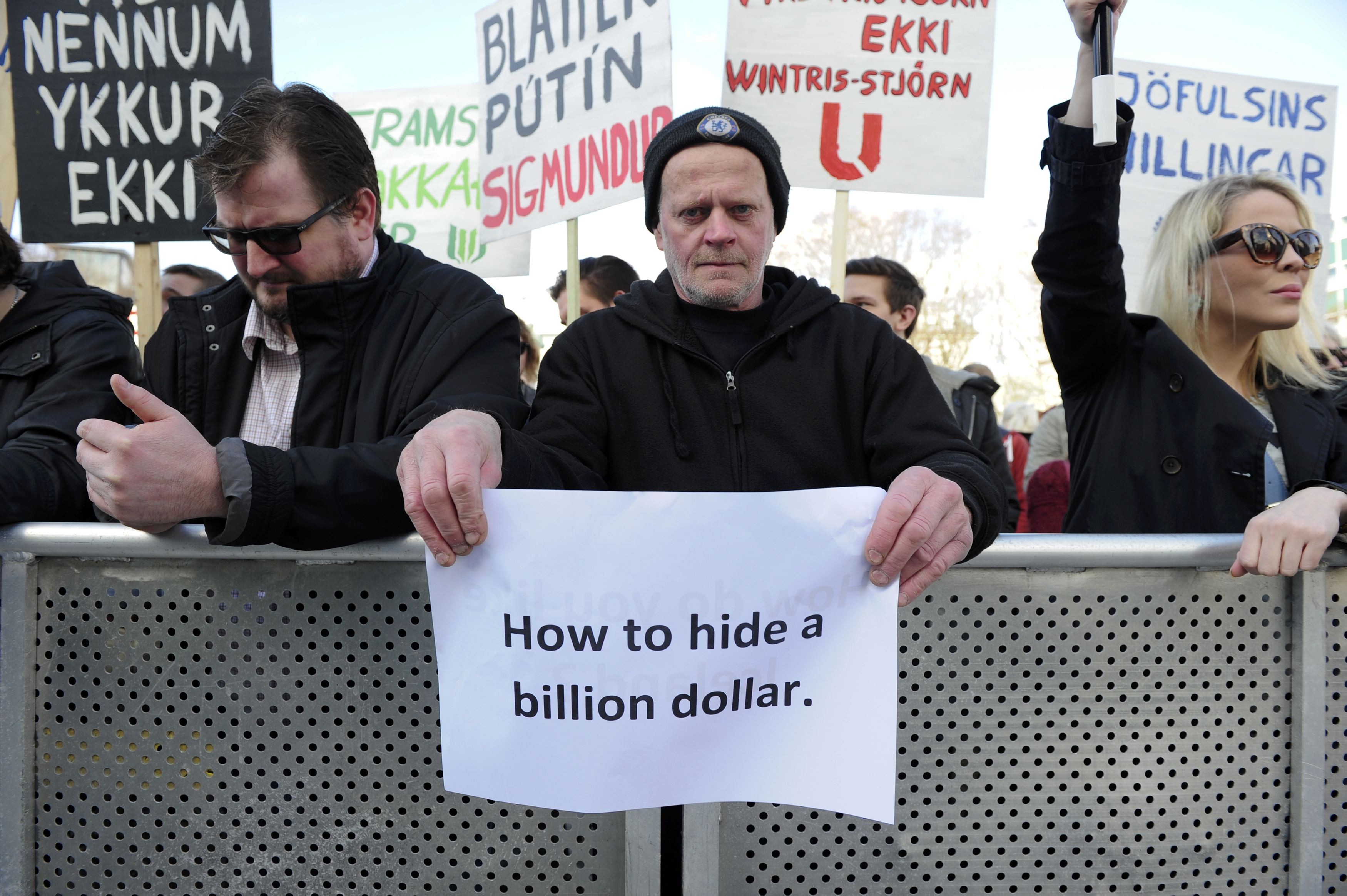 A protest against tax evasion in Iceland in 2016 following leaked tax documents known as the Panama Papers. Photo: Reuters