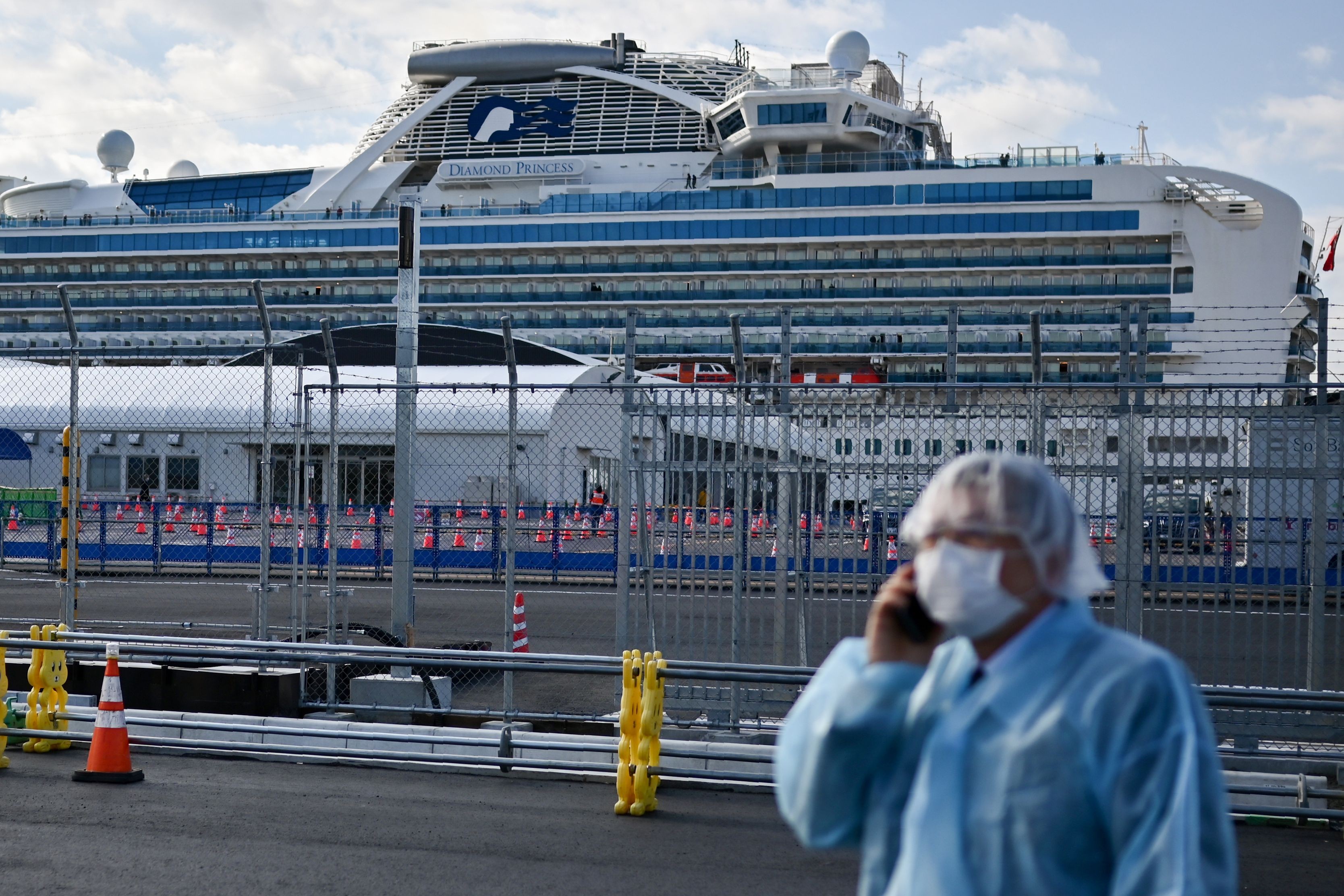 The Diamond Princess has been quarantined at the Daikoku Pier Cruise Terminal in Yokohama since February 4. Photo: AFP