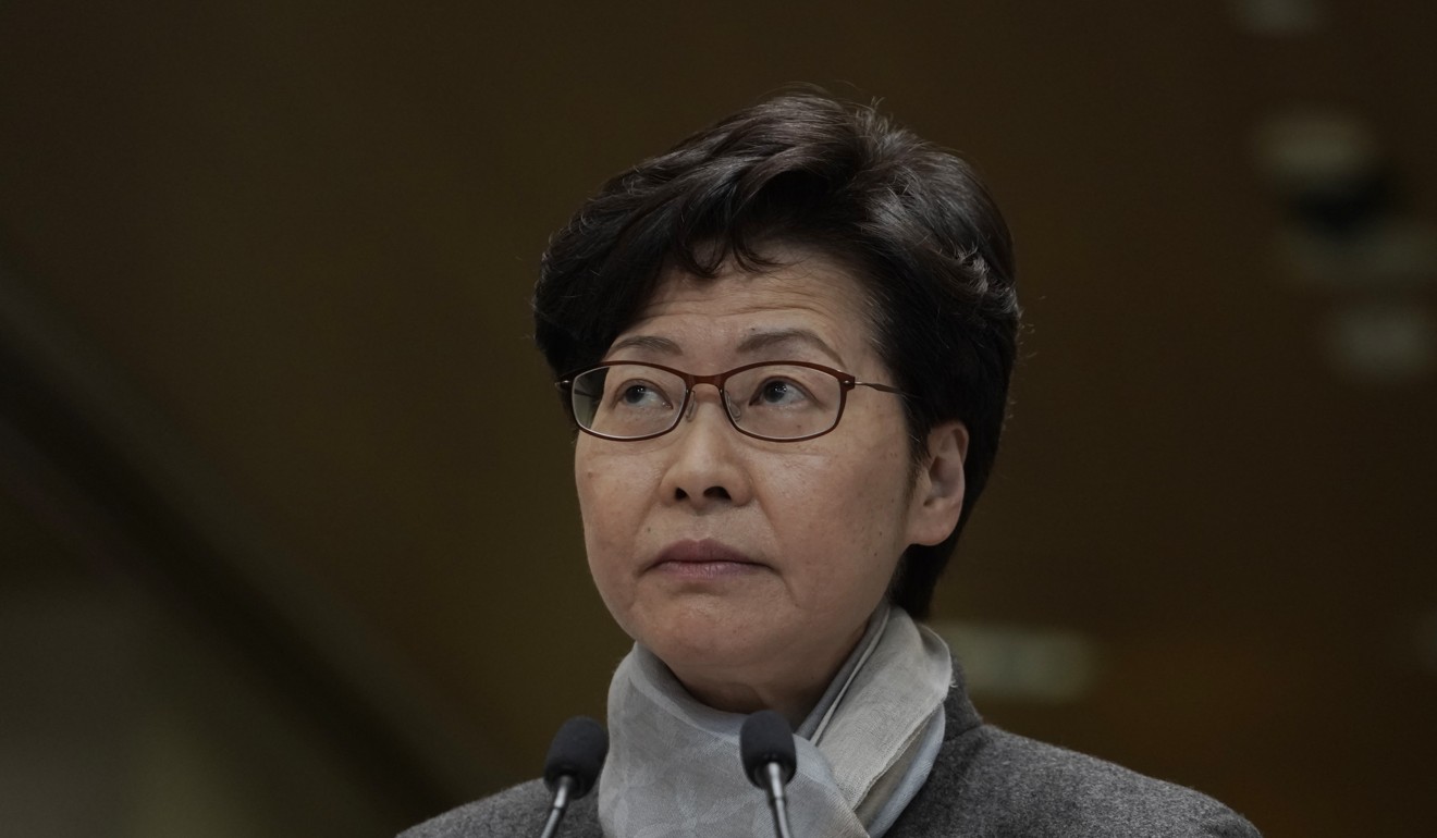 The last major address at Legco saw Chief Executive Carrie Lam heckled offstage in October. She delivered the rest of her speech via video. Photo: AP