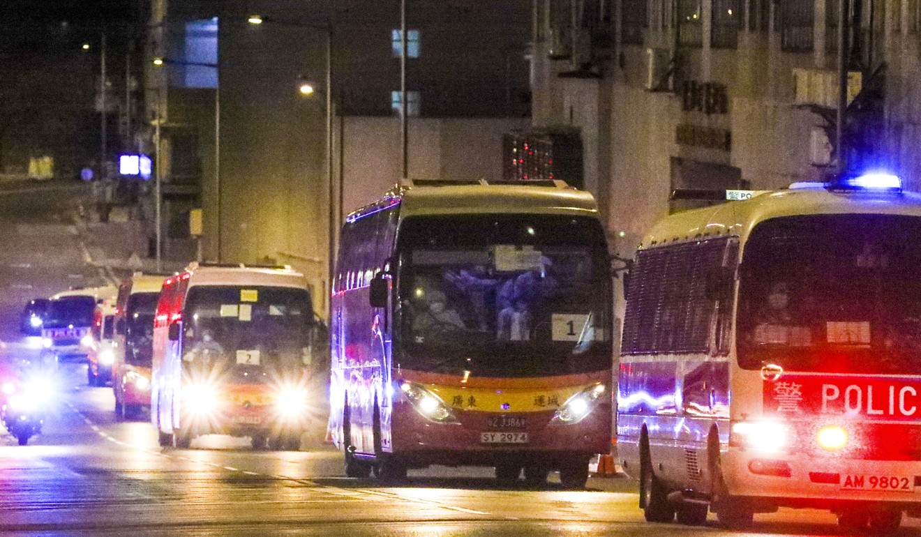 The convoy of buses carrying Hongkongers to Tokyo’s Haneda Airport. Photo: Felix Wong