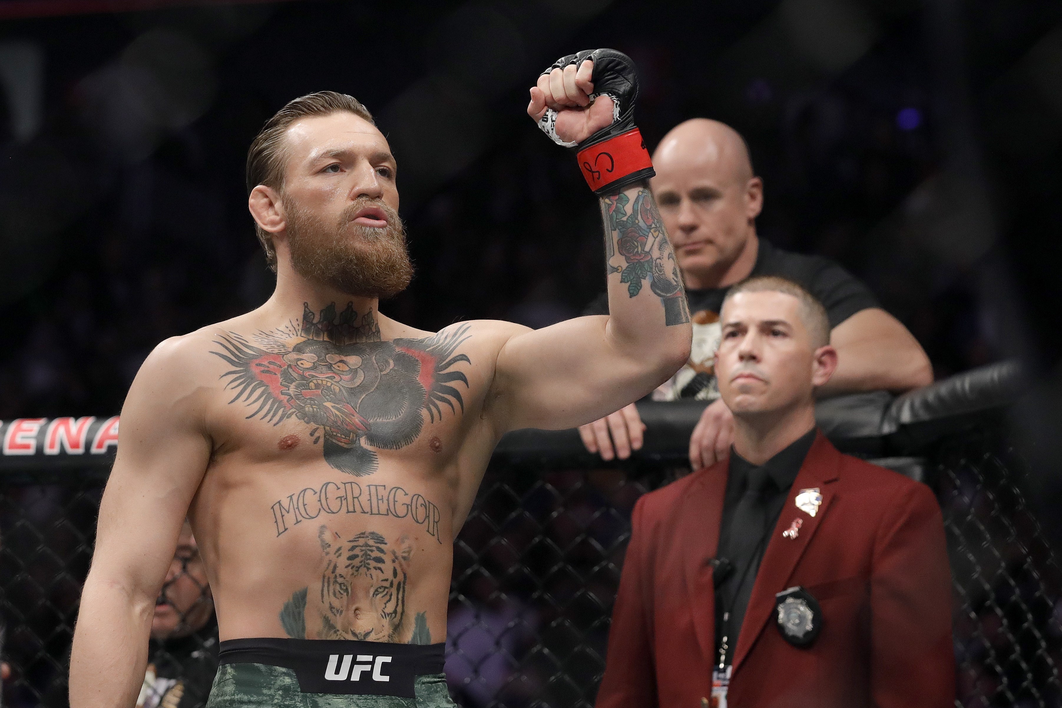Conor McGregor reacts before taking on Donald Cerrone in their welterweight bout during UFC 246. Photo: AFP