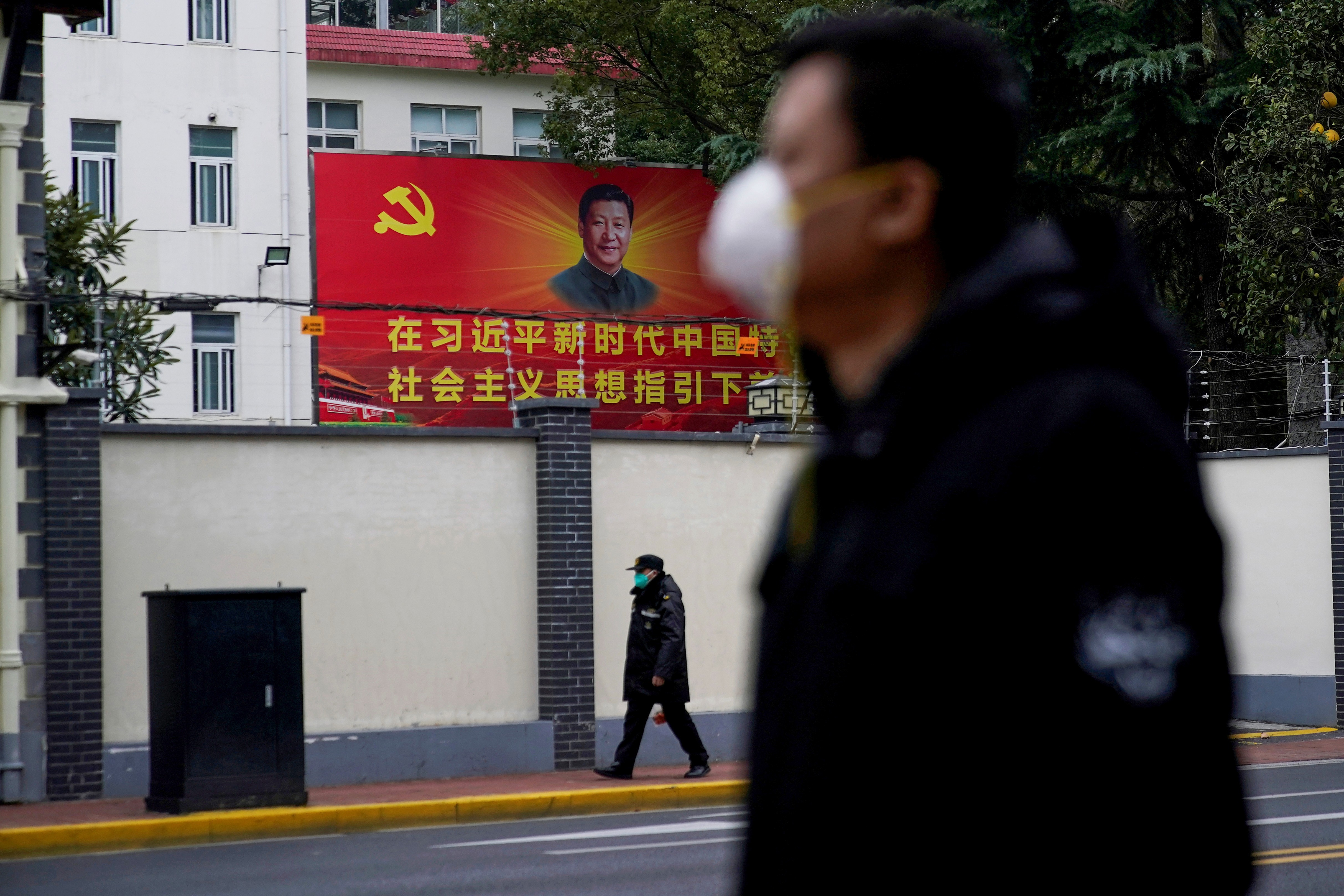 A portrait of Chinese President Xi Jinping on a street in Shanghai. Photo: Reuters