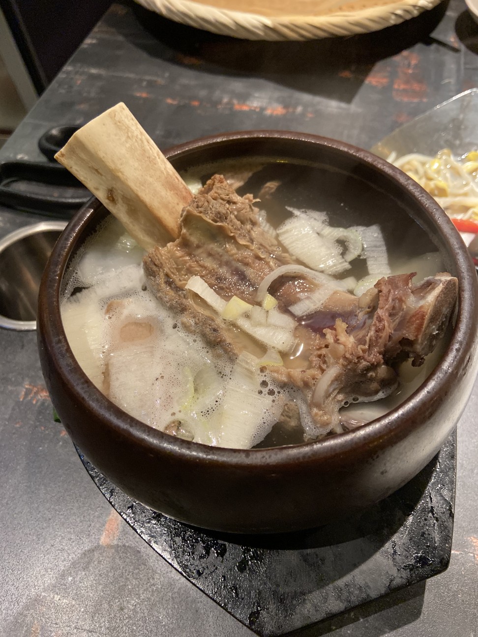 The beef bone soup is intense and beefy. Photo: Susan Jung