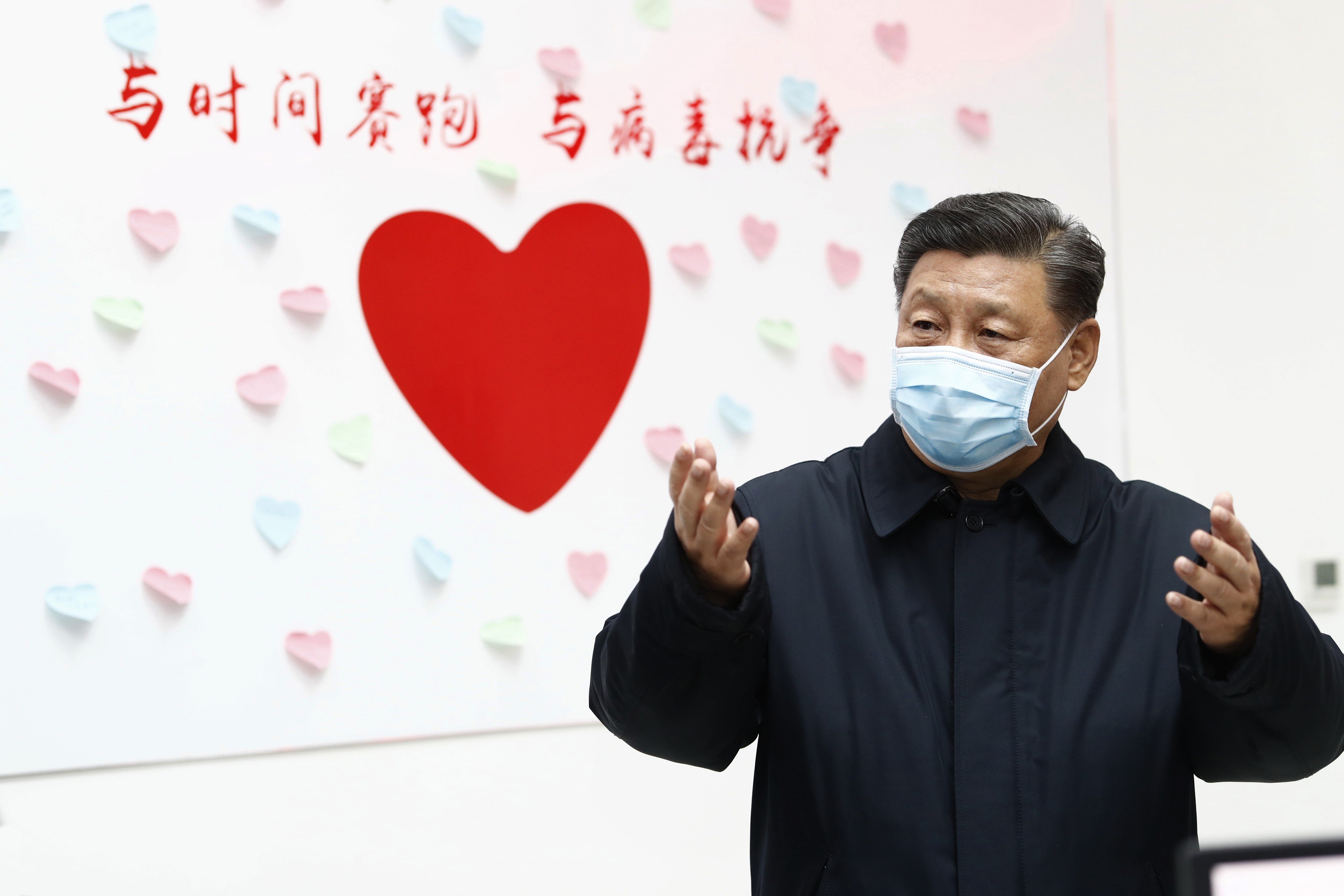 Chinese President Xi Jinping visits a centre for disease control and prevention in Beijing on February 10. Photo: AP
