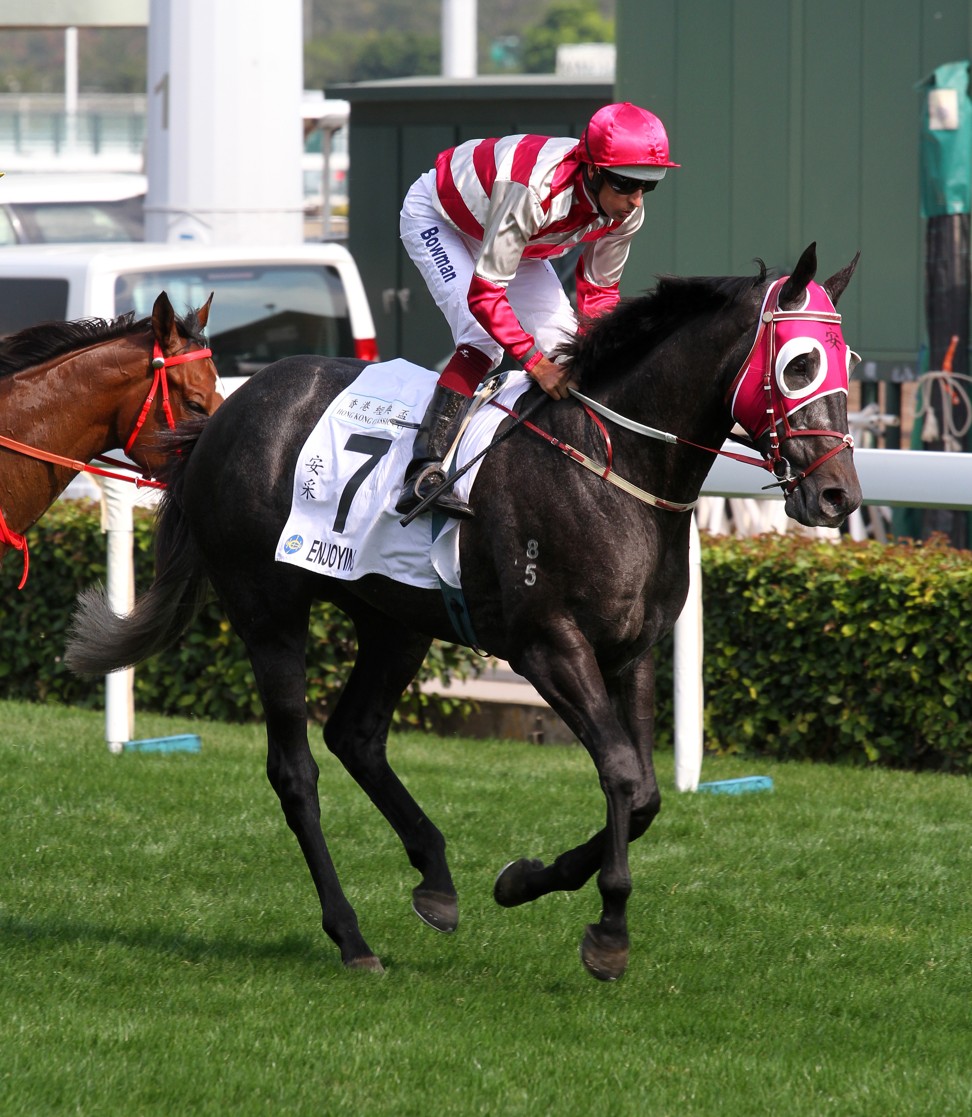 Hugh Bowman rides Enjoying on Sunday.