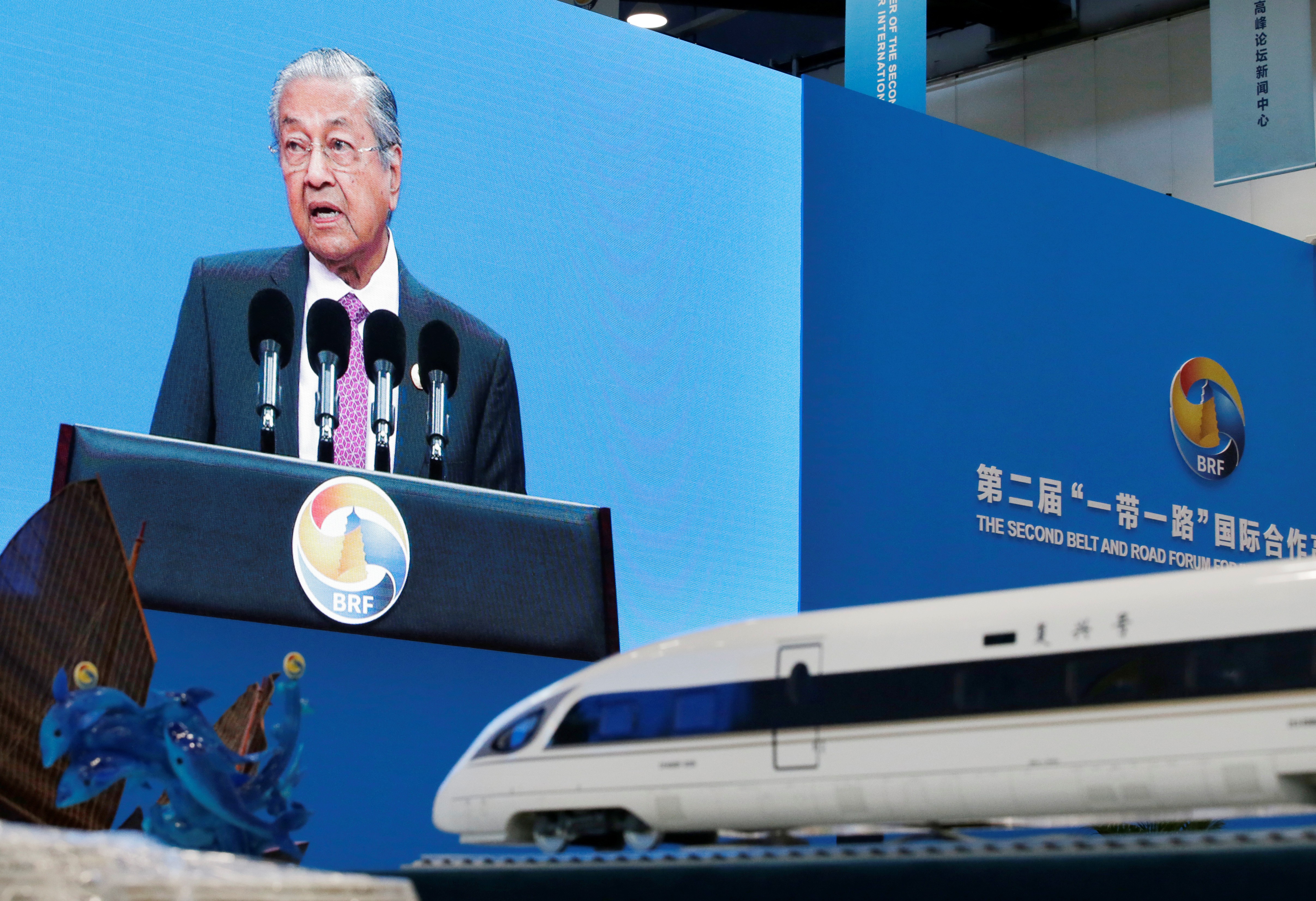 Mahathir Mohamad speaks at the opening ceremony for the second Belt and Road Forum. Despite Malaysia’s political impasse, there are both internal and external reasons for the continuation of the East Coast Rail Link (ECRL). Photo: Reuters