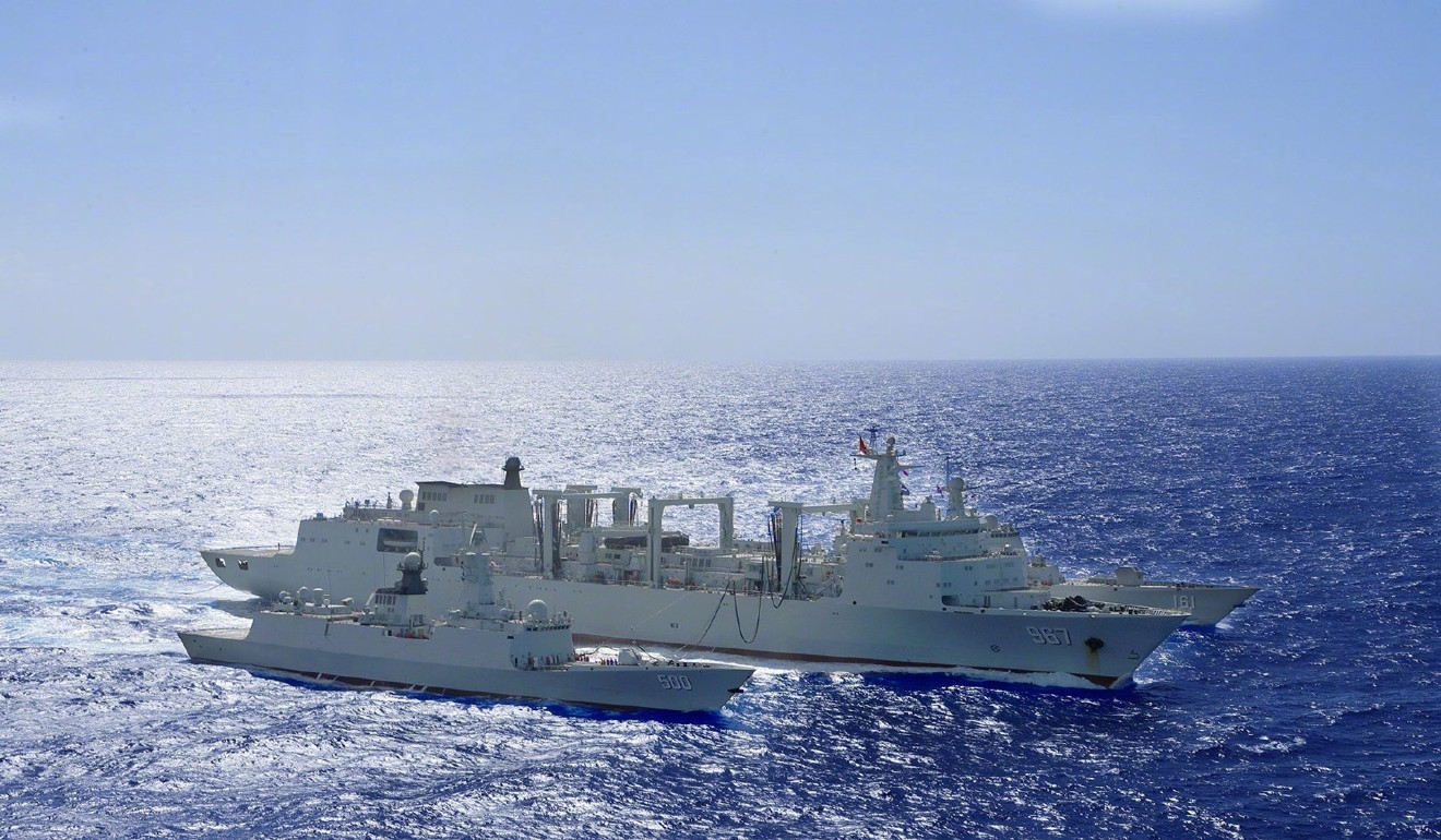 A Chinese destroyer is said to have pointed a laser at a US Navy aircraft near Guam. Photo: Weibo