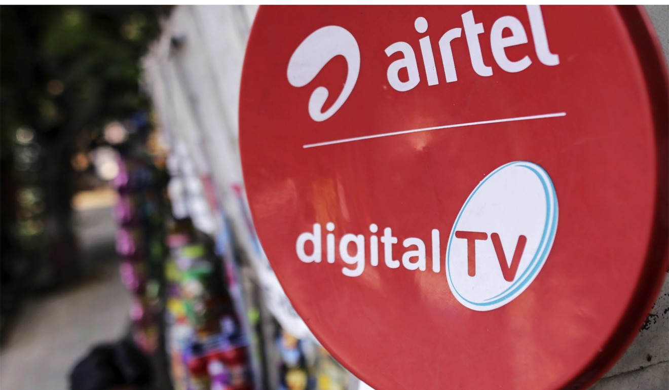 An advertisement for Bharti Airtel is displayed outside a store in Mumbai, India. Photo: Bloomberg