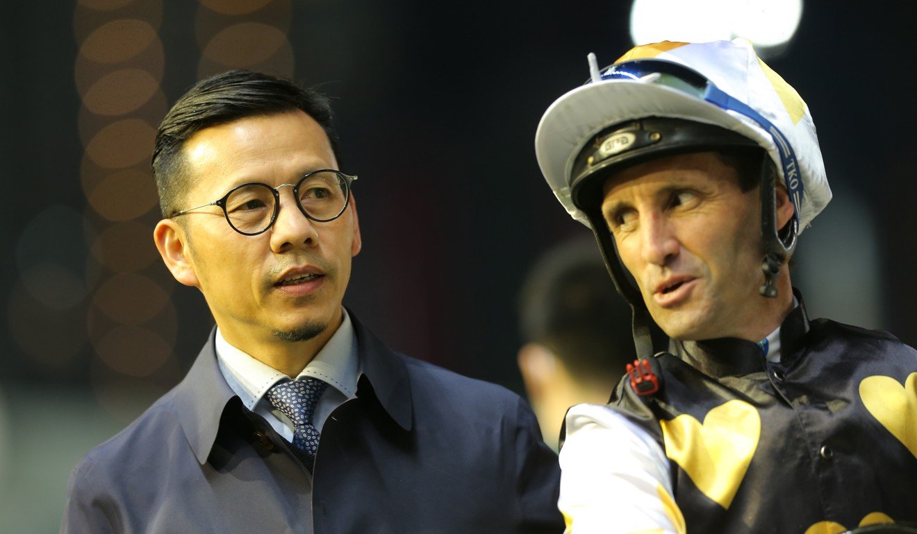 Frankie Lor and Neil Callan after Solar Wai Wai’s win at Happy Valley.