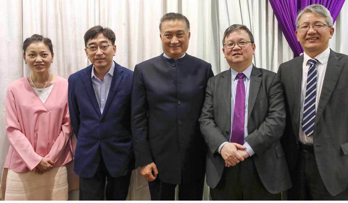 May Lam, Ko Wing-man, Bunny Chan, and Baptist University’s Guo Yike and Brian Bian Zhaoxiang. Photo: Xiaomei Chen