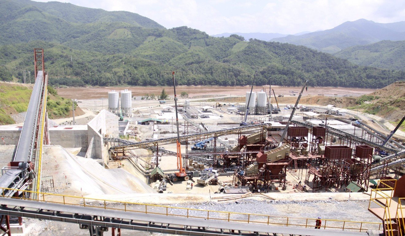 Construction in 2012 of the controversial Xayaburi dam in Laos, which opponents say adversely affects communities along the Mekong and the biodiversity of the river. Photo: EPA