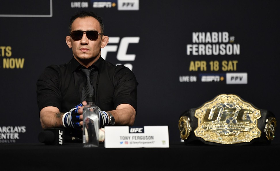 Tony Ferguson speaks to the media during the UFC 249 press conference.