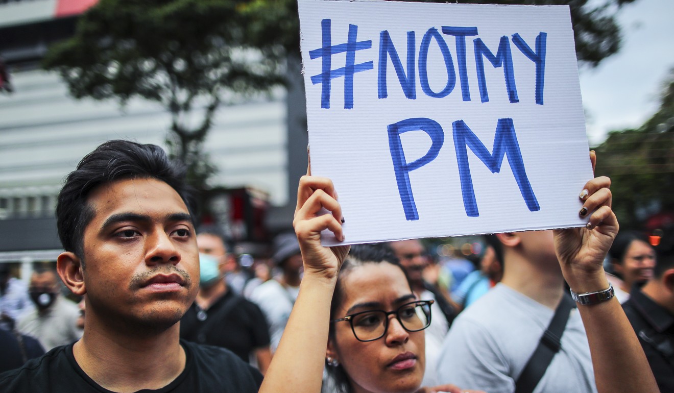 Protesters demonstrate in Kuala Lumpur against the ejection of the democratically elected government. Photo: EPA