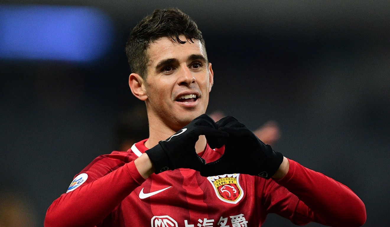 Oscar celebrates scoring for Shanghai SIPG in the 2017 AFC Asian Champions League. Photo: AFP