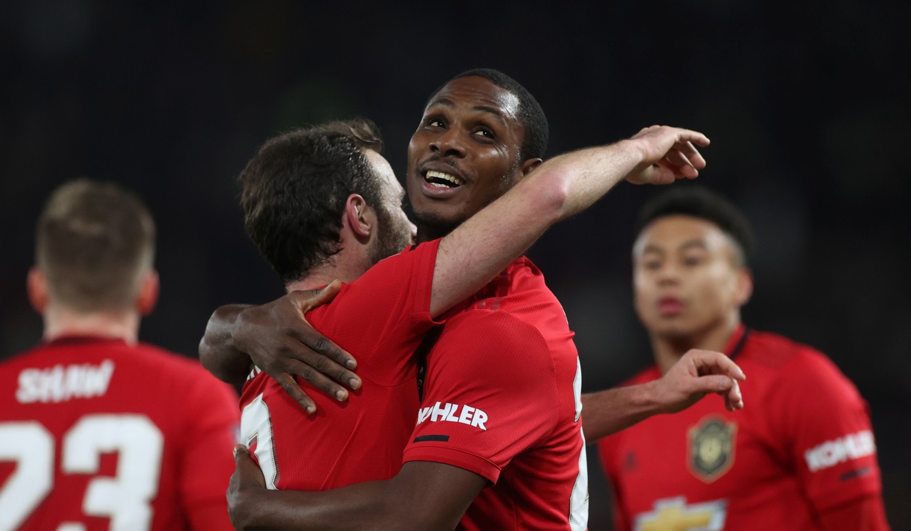 Manchester United's Odion Ighalo celebrates scoring their third goal in an FA Cup win over Derby County. Photo: Reuters