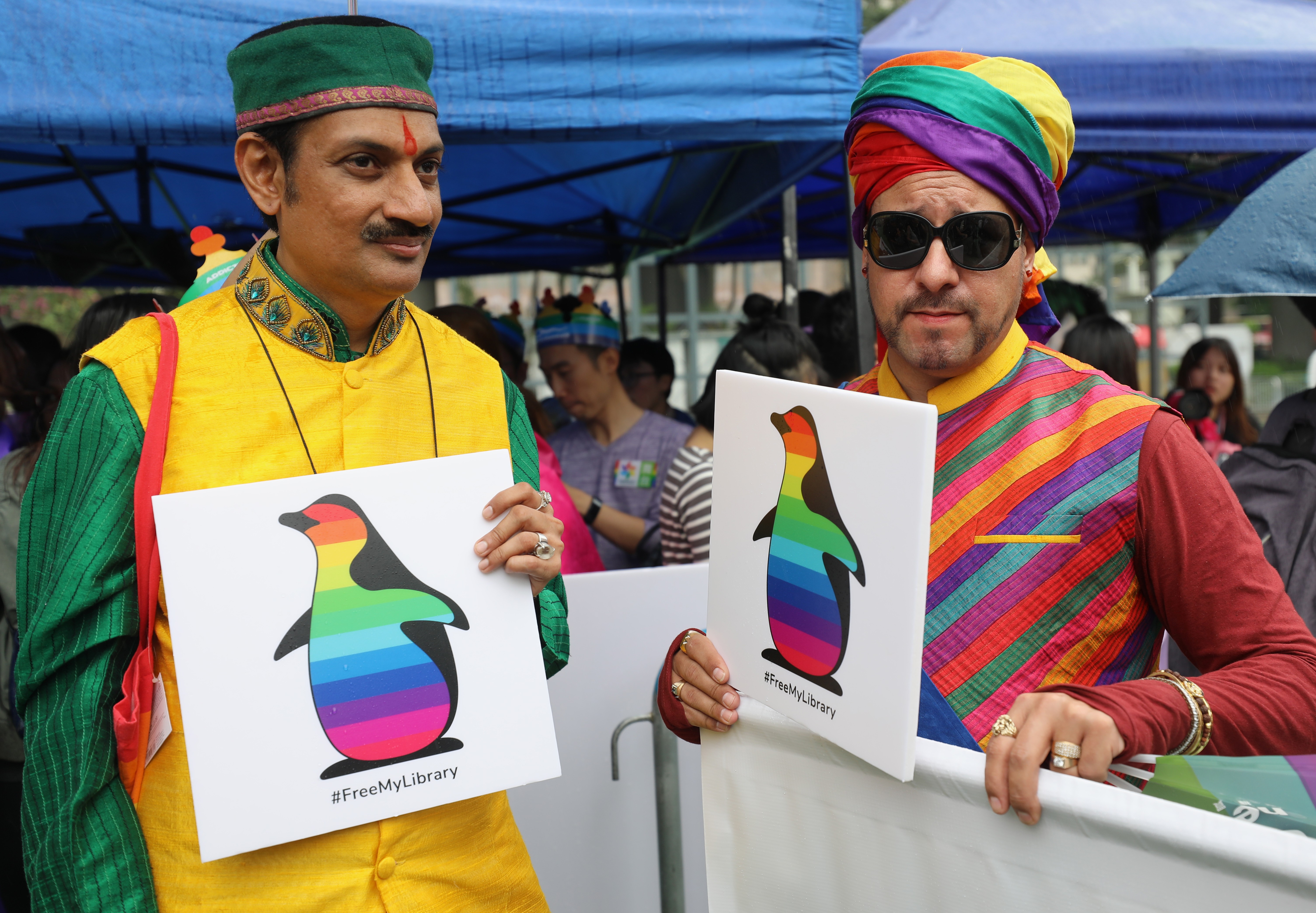 Manvendra Singh Gohil (left) and Duke DeAndre Richardson, photographed during the Hong Kong Pride Parade 2018, at Victoria Park, Causeway Bay. Photo: Edward Wong/SCMP