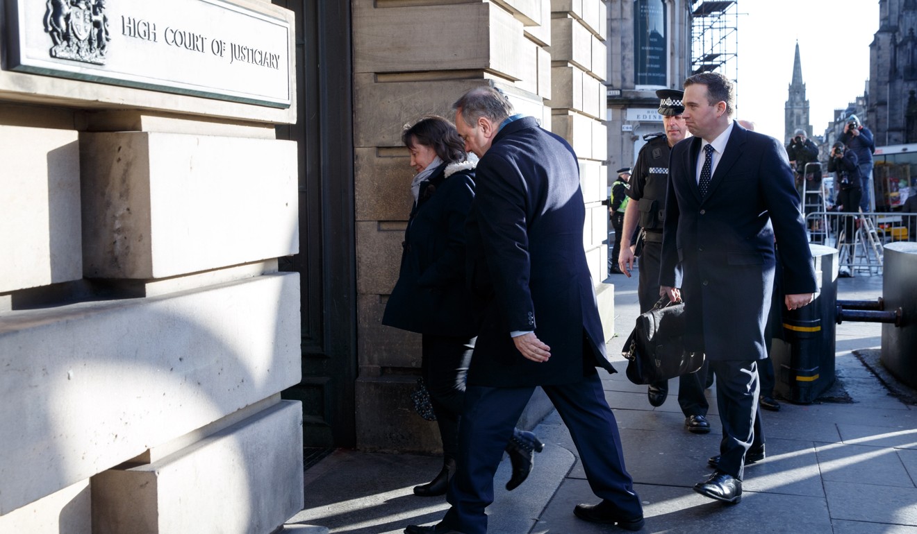 Former Scottish first minister Alex Salmond enters the court building in Edinburgh on Monday for his trial on rape and sexual abuse charges. Photo: EPA-EFE