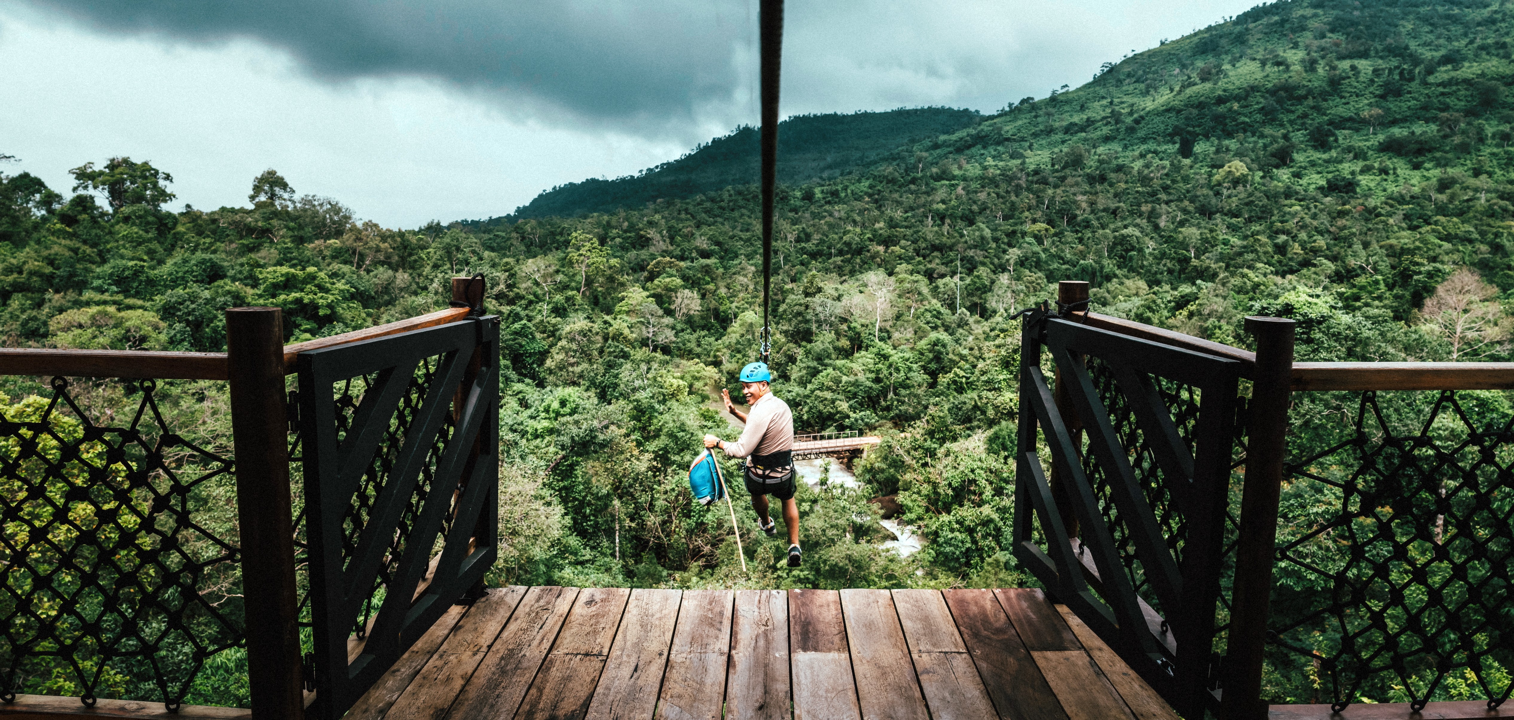 The zip line entry to the Shinta Mani Wild resort, in Cambodia’s Kirirom National Park, on the eastern edge of Southern Cardamom National Parkcorr. Photo: Shinta Mani Wild