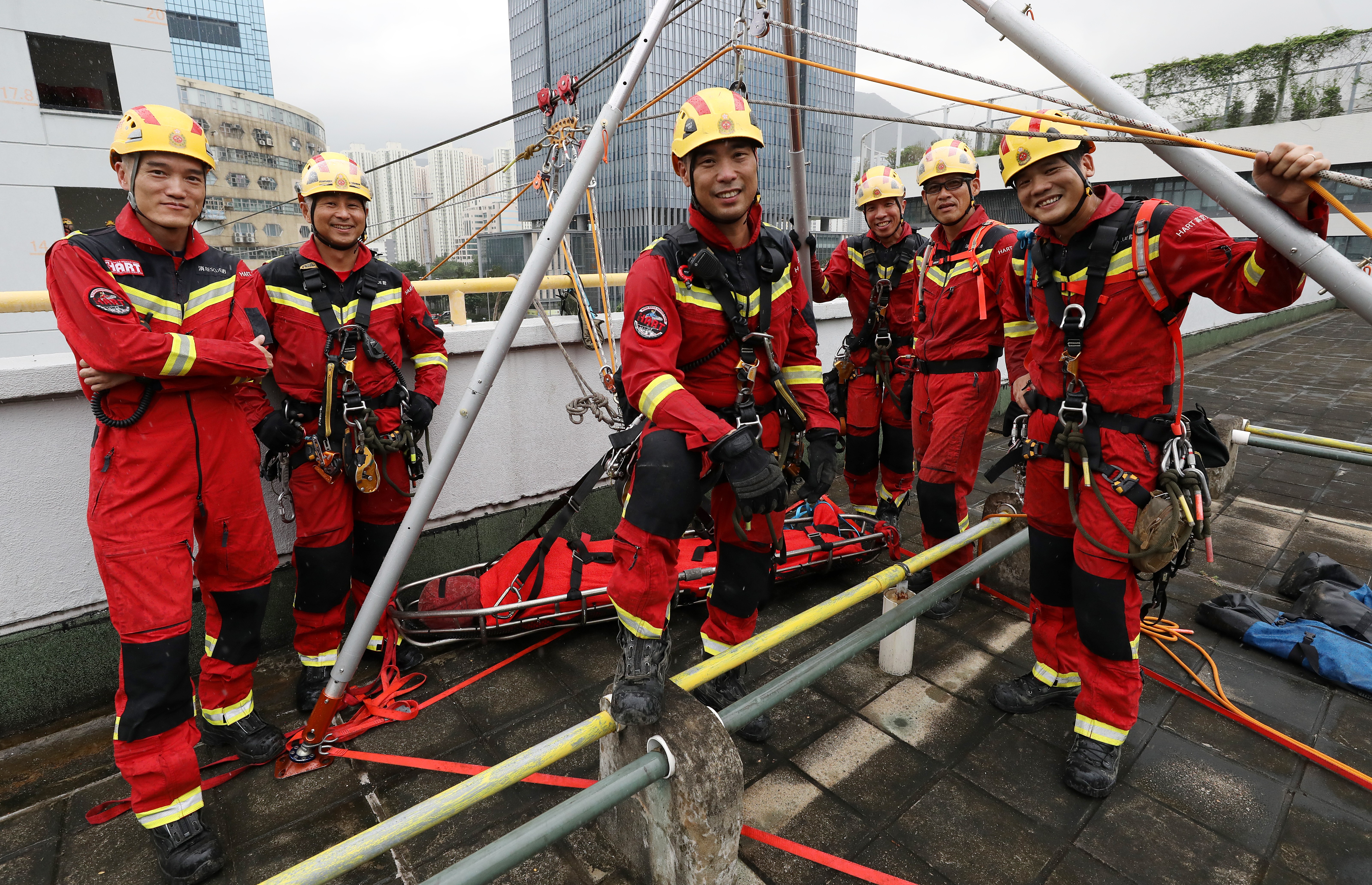 Members of Hong Kong’s high-angle rescue team. Photo: SCMP / Dickson Lee